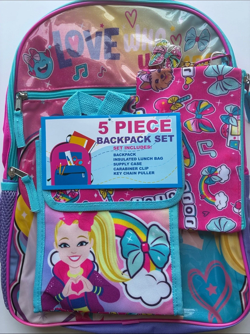 JoJo SIwa 5-Piece Backpack Set - Includes Lunch Bag & Pencil Case